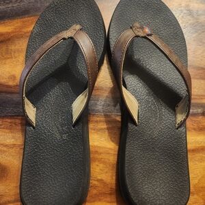 Women's Brown Rainbow Flip Flops